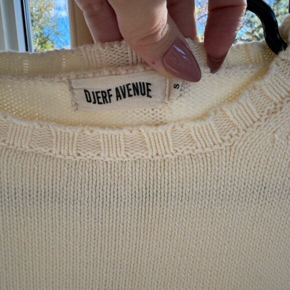 Djerf Avenue Heavy Crewneck Sweater Cream Ivory Knit Size Small - Picture 2 of 4